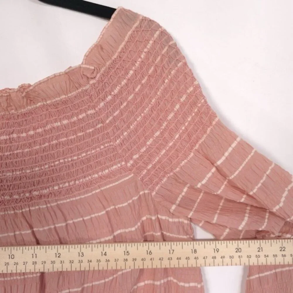 TORY BURCH Women's Top‎ Size 6 SILK Blend Pink Chiffon LS Off Shoulder 13121197